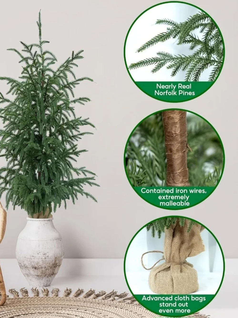 Artificial Norfolk Island Pine - Green Home Holiday Tree